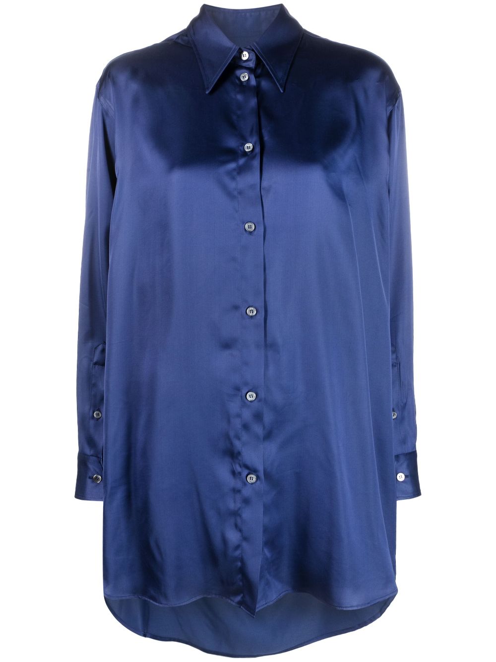 Oversized cut-out satin shirt - Blue