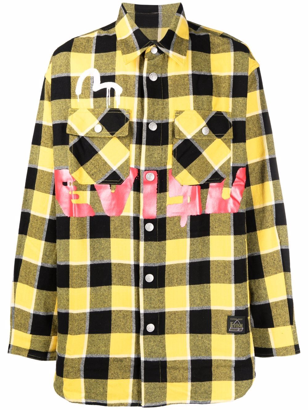 X Sfera Ebbasta check-print cotton shirt - Yellow