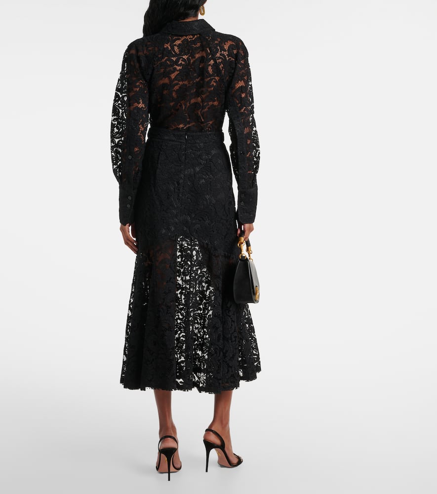 Cotton-blend lace maxi skirt