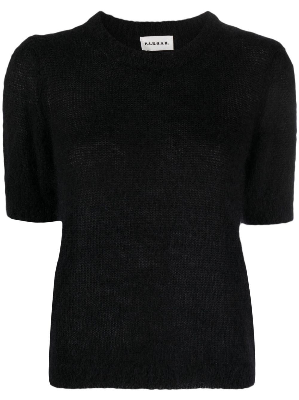 Crew-neck short-sleeve top - Black