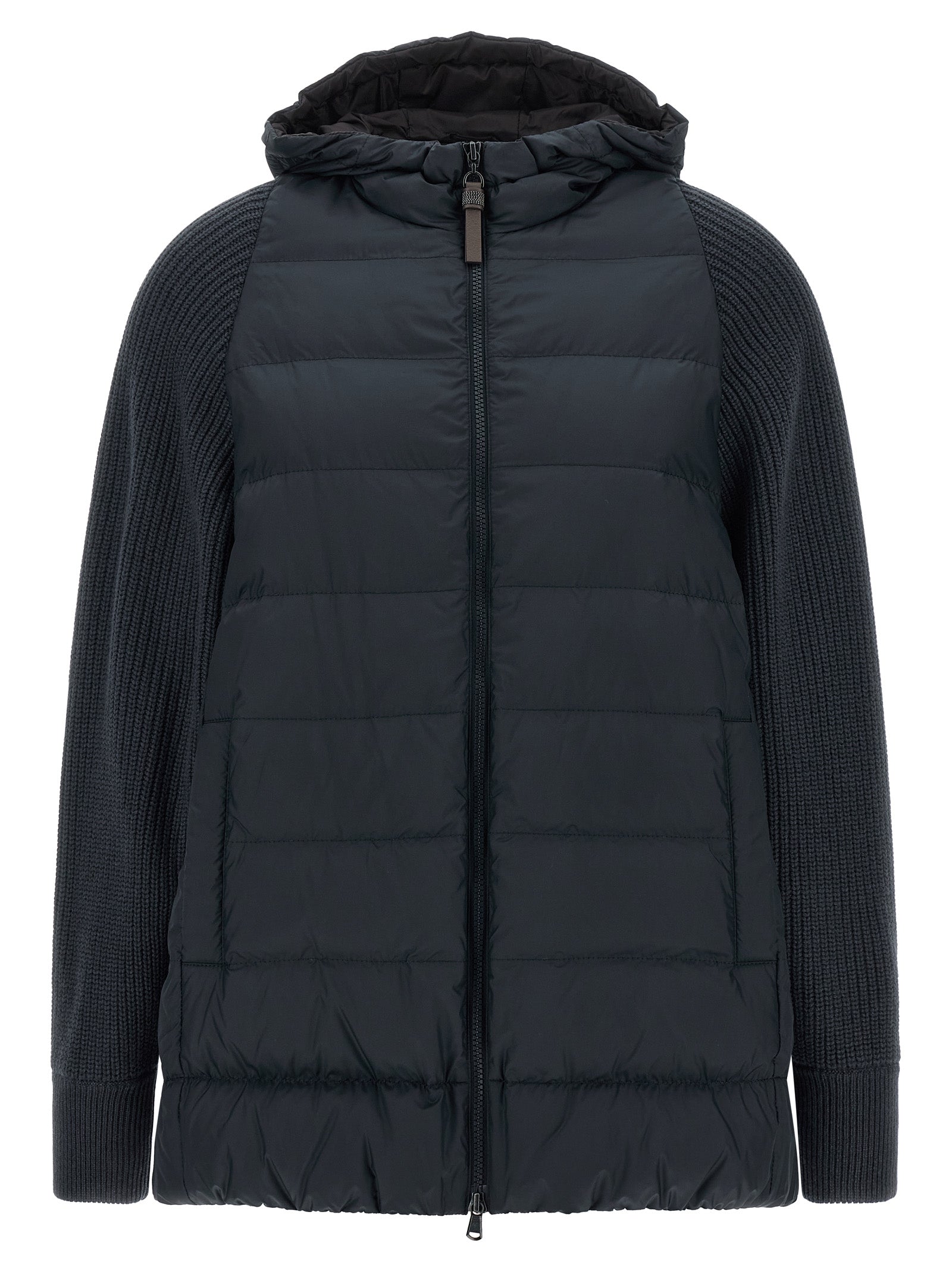 Quilted Wool-Blend Down Jacket — Blue