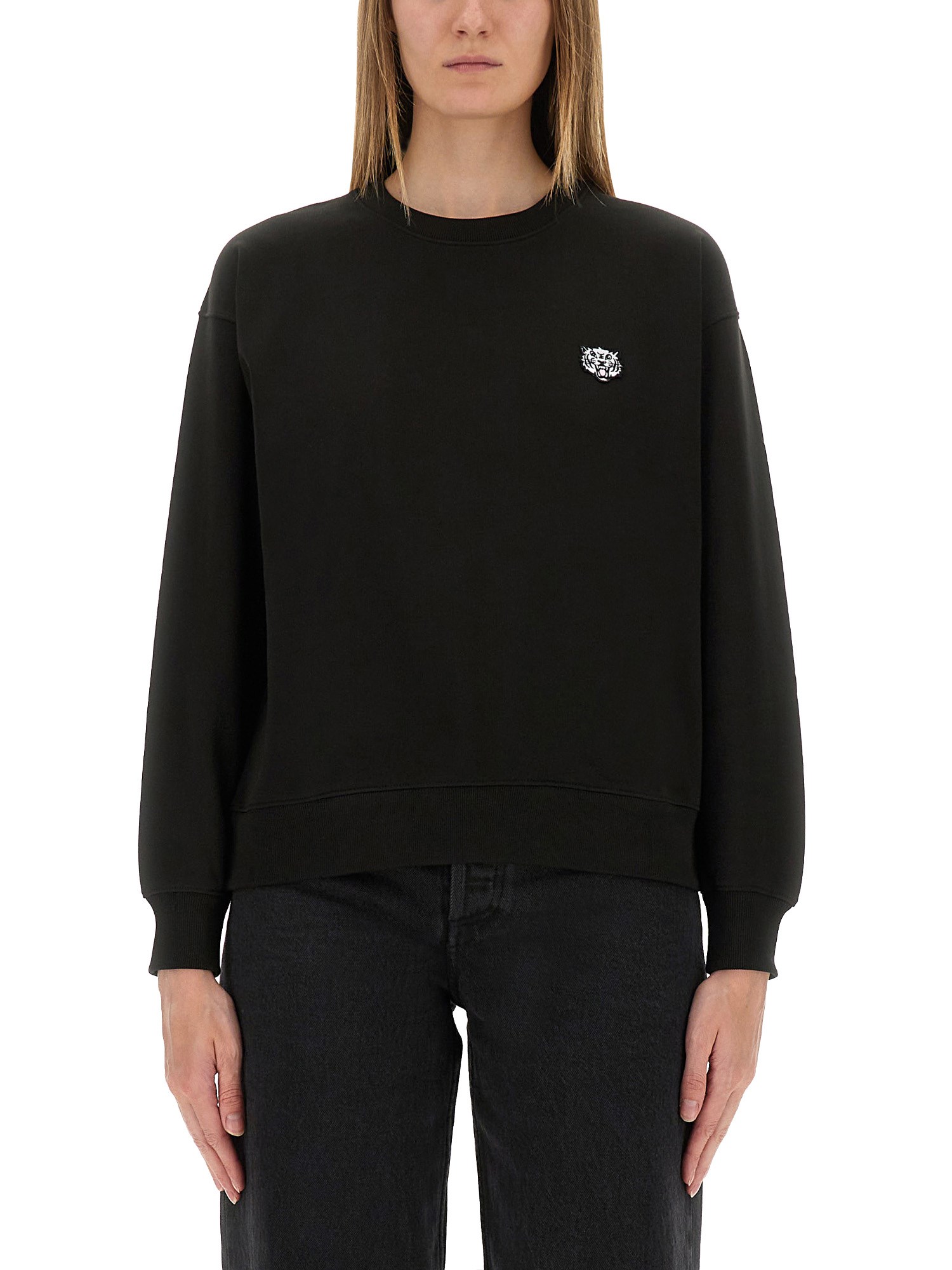Cotton sweatshirt with "happy tiger" patch
