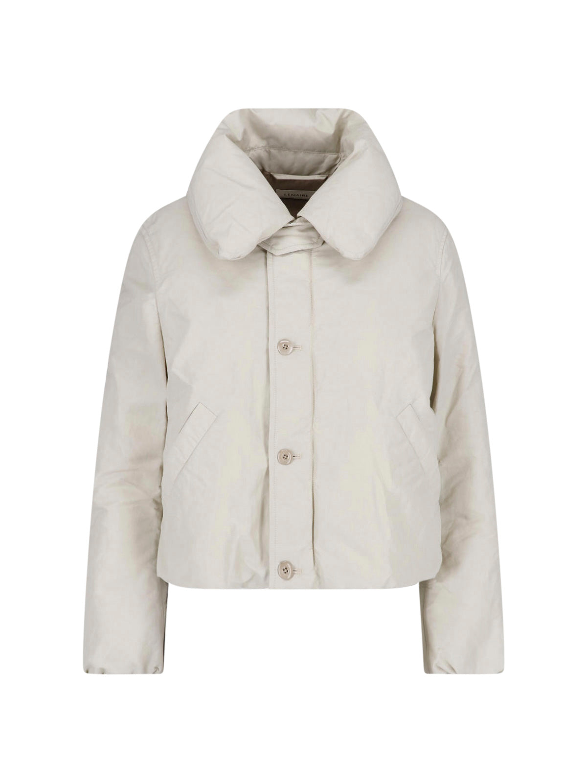 Linen-Cotton Duck Down Puffer Jacket with Cotton Lining