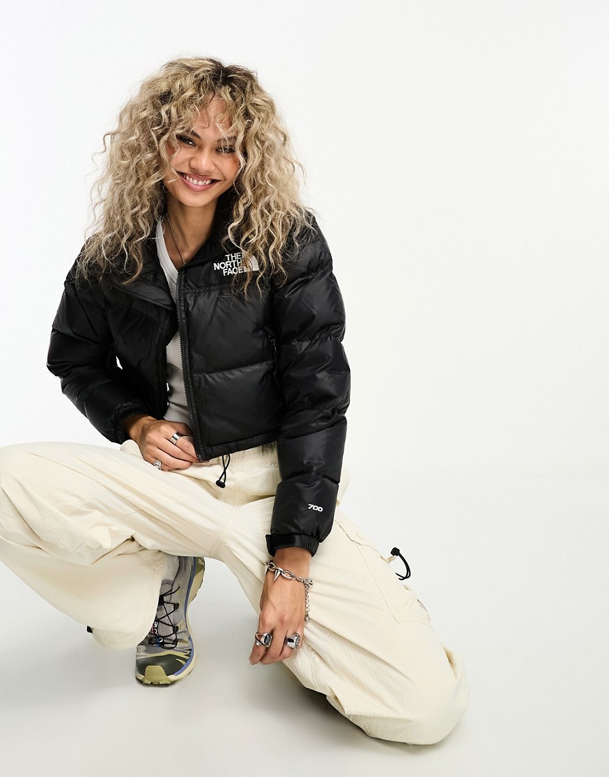 Nuptse cropped down puffer jacket in black