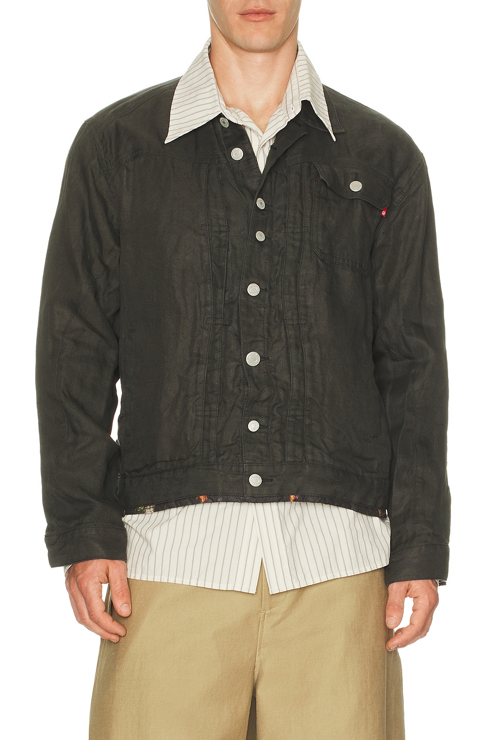 Undercover Button Down Blouson in Khaki Gray - Charcoal. 5 also