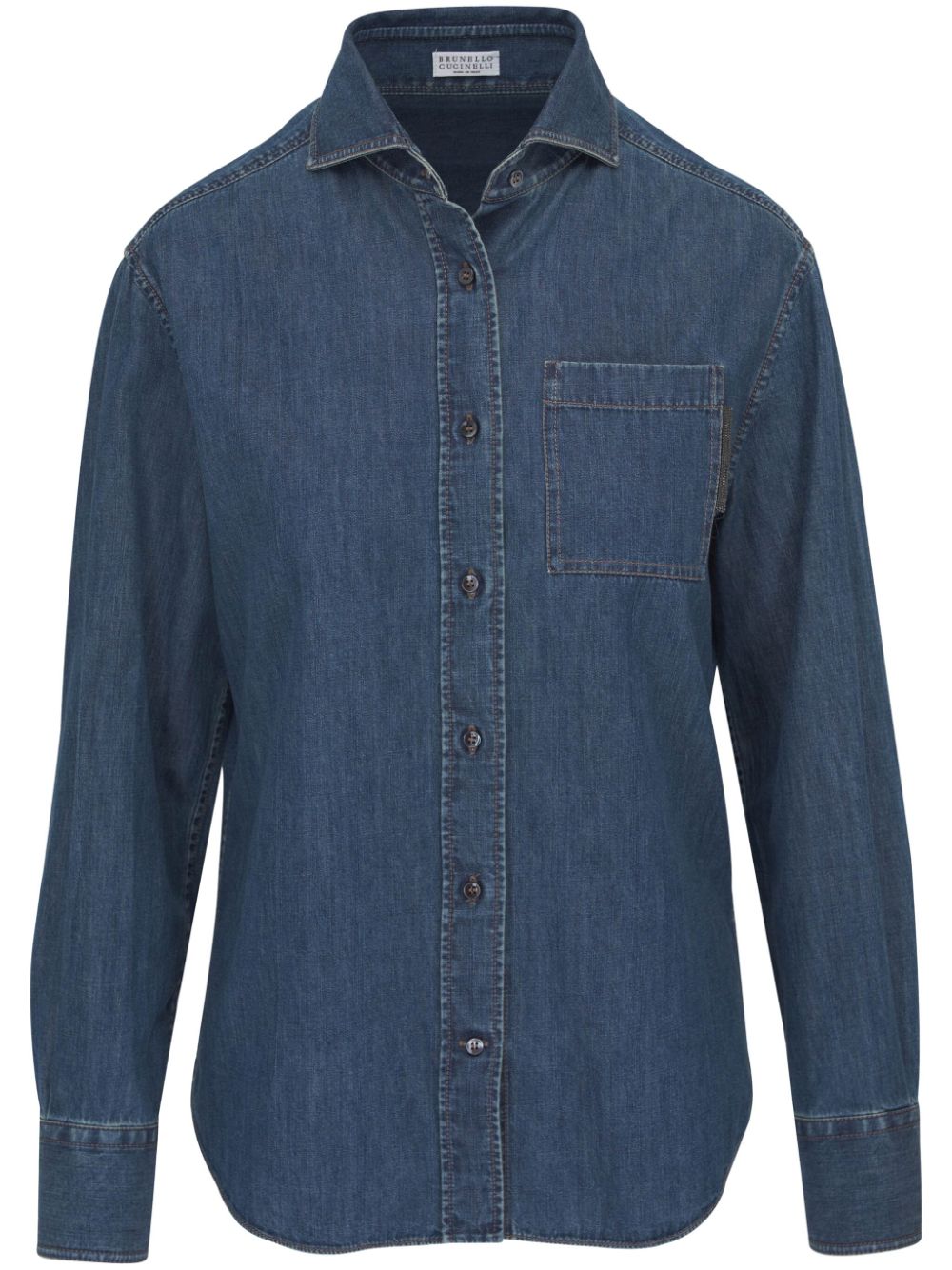 Monili bead-embellished denim shirt - Blue