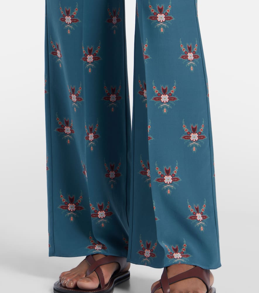 Floral printed silk flared pants