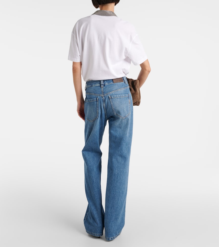 Mid-rise wide-leg jeans