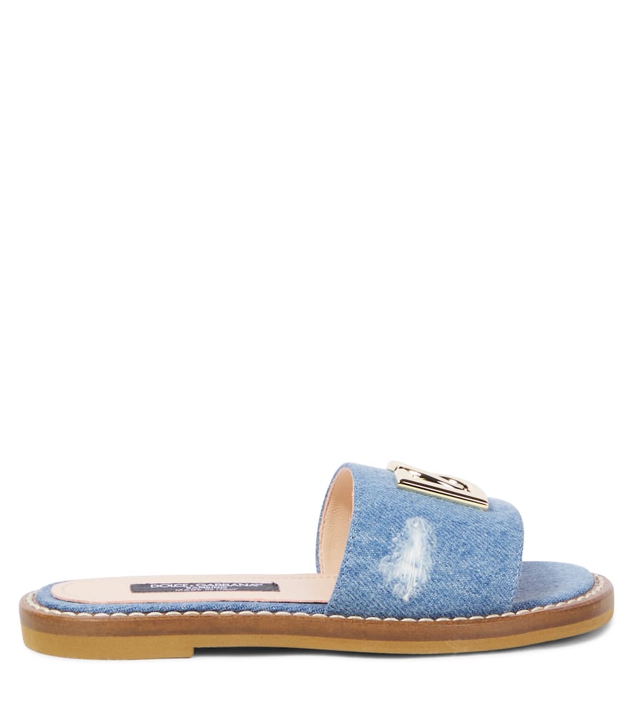 DG distressed denim slides