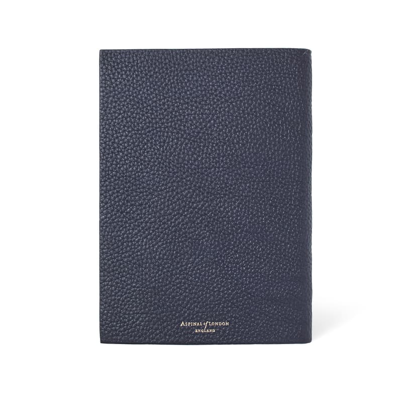 A5 Leather Bound Notebook in Navy Pebble