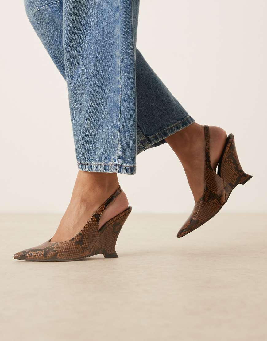 ASOS DESIGN Palmer slingback wedges in snake-Multi