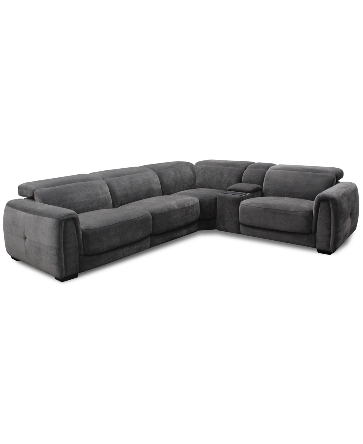 Brownell 5-Pc. L-Shape Sectional with 3 Power Motion Chairs & 1 Console, Exclusively at Anthracite