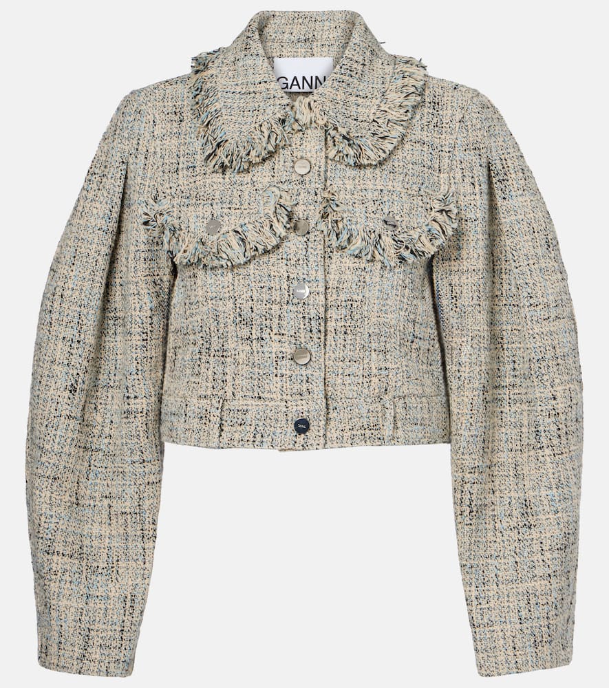 Cropped cotton tweed jacket