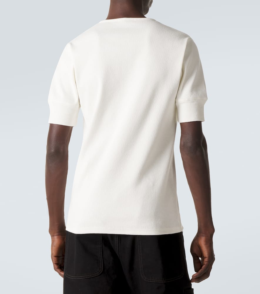 Cotton and linen jersey Henley shirt