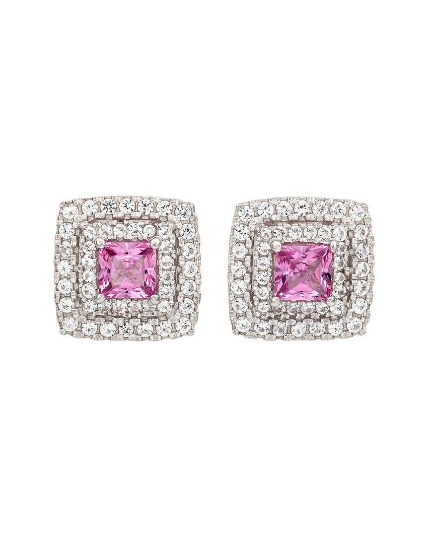 Silver 0.02 ct. tw. Diamond & Gemstone Stud Earrings