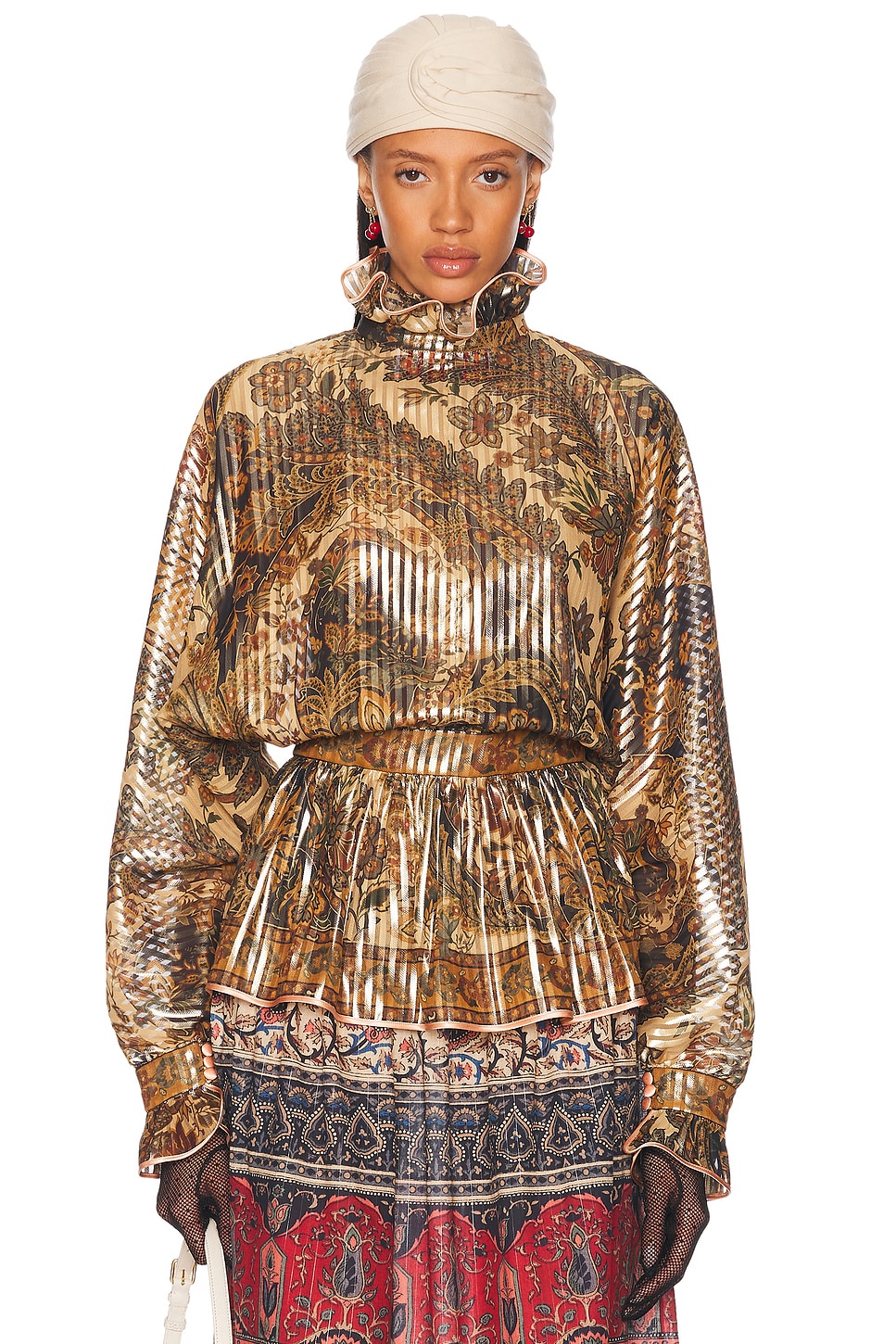 Valentino Women's Silk Shirt in Brown | Size 38 | 6B0AB7G19AW