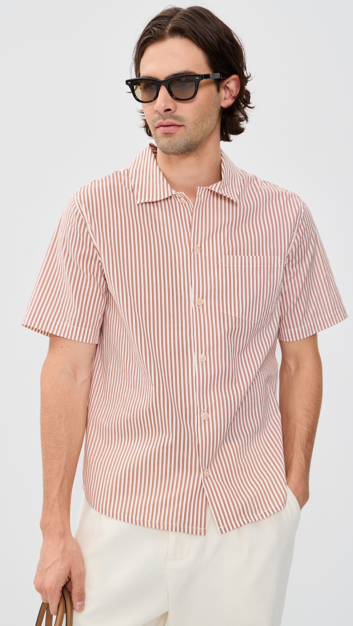 Rick Striped Camp Shirt Terra Cotta Stripe