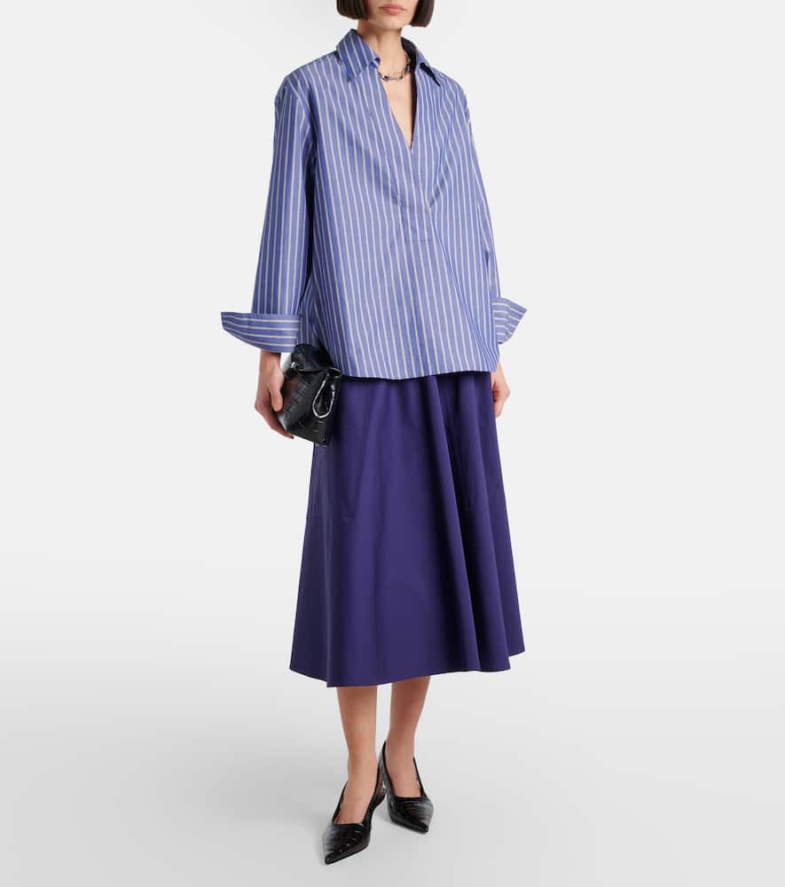 High-rise cotton midi skirt