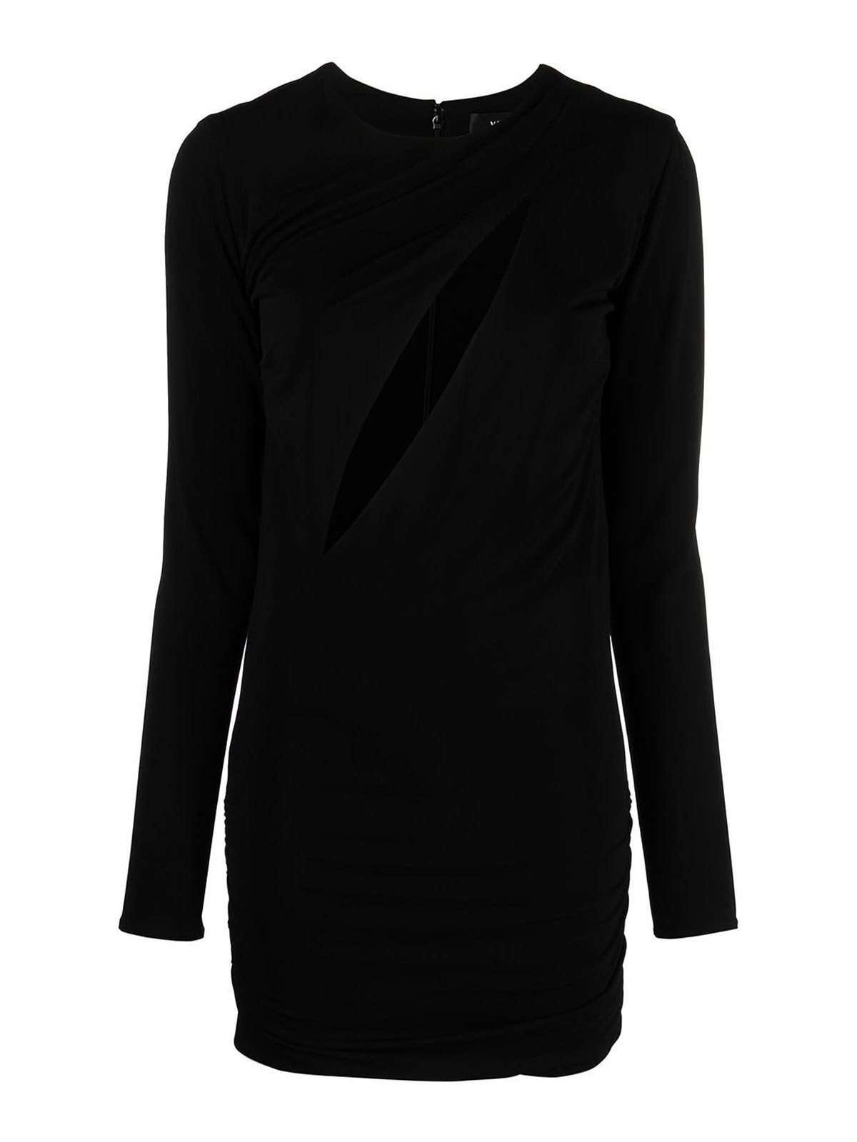 Cut-out crewneck dress with rear zip