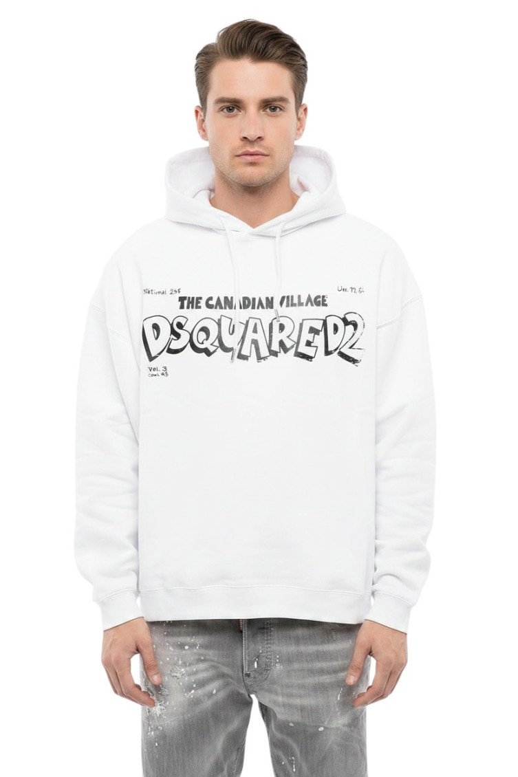 White Graphic Logo Hoodie