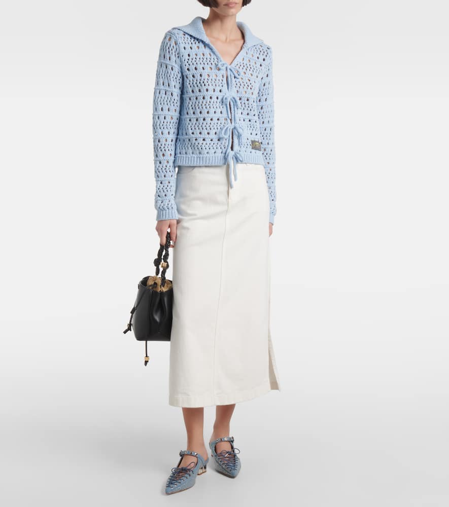 Open-knit cotton-blend cardigan