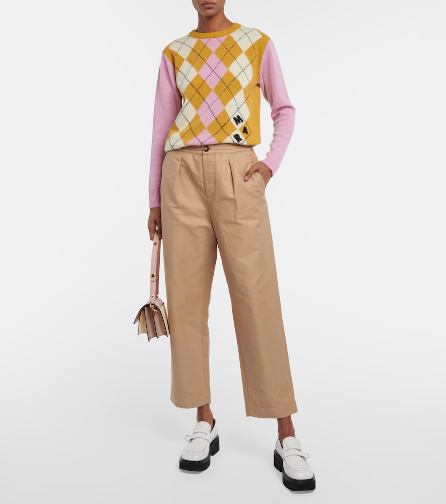 Cropped high-rise straight pants