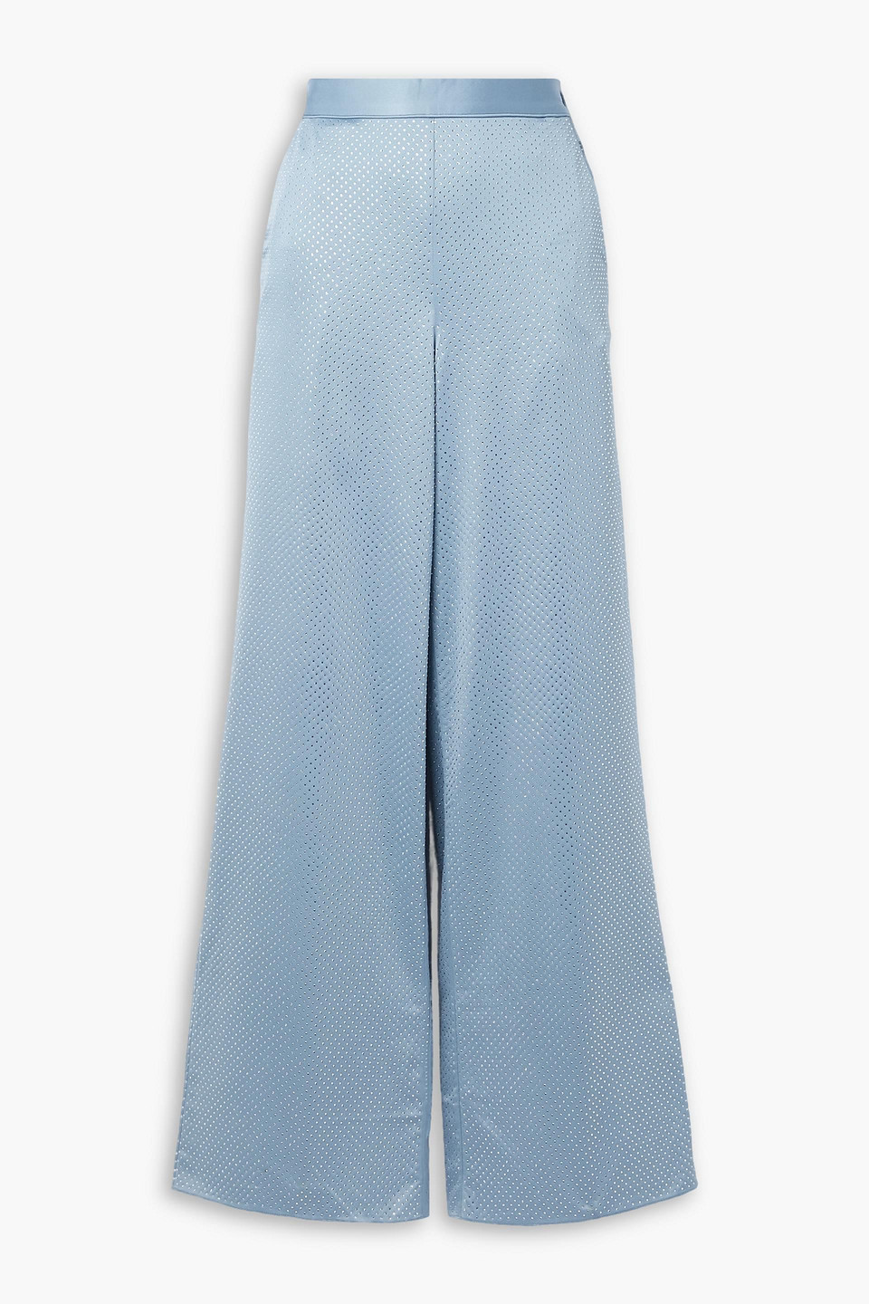 Crystal-embellished satin wide-leg pants