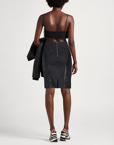 Woman Mini skirt Black Size 10 Sheepskin, Cotton, Elastane