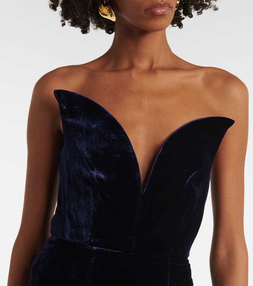 Strapless velvet gown
