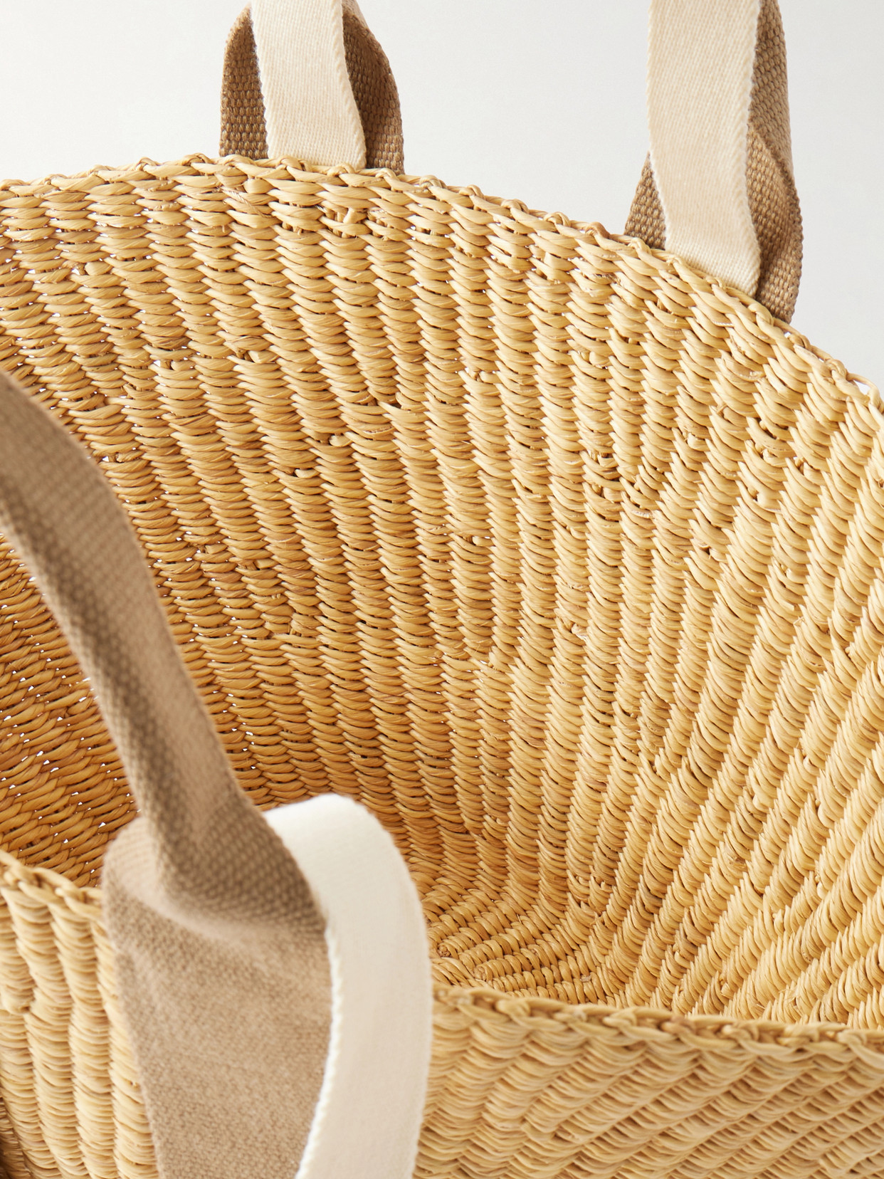Sophie Mini Webbing-trimmed Woven Straw Tote - Neutral