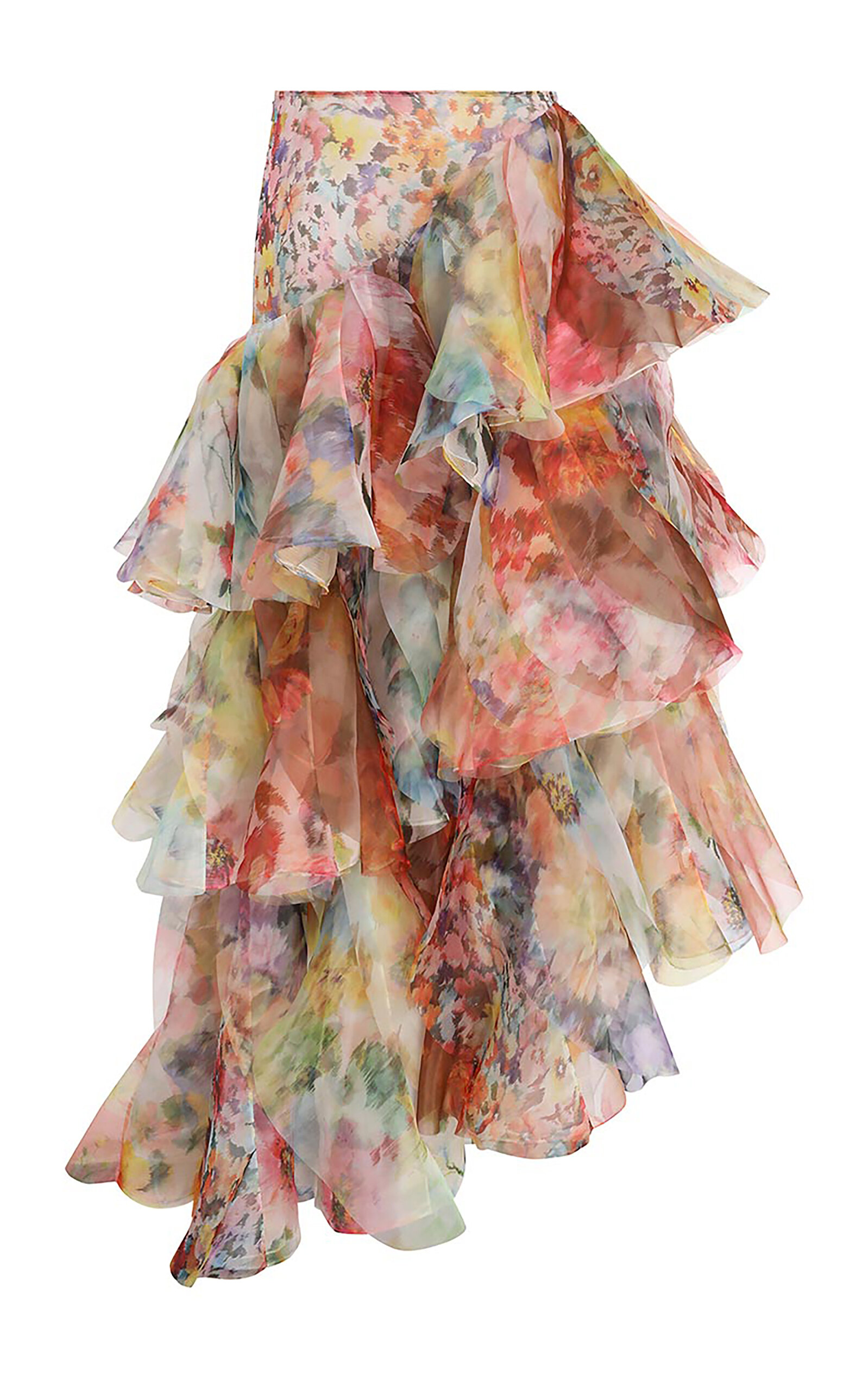 Luna Ruffled Floral Midi Skirt