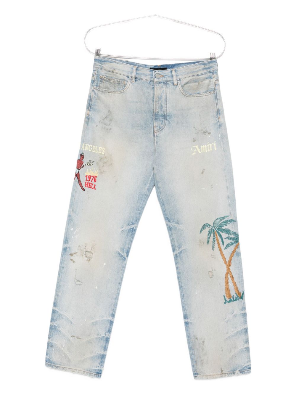 Sinners embroidered distressed jeans - Blue