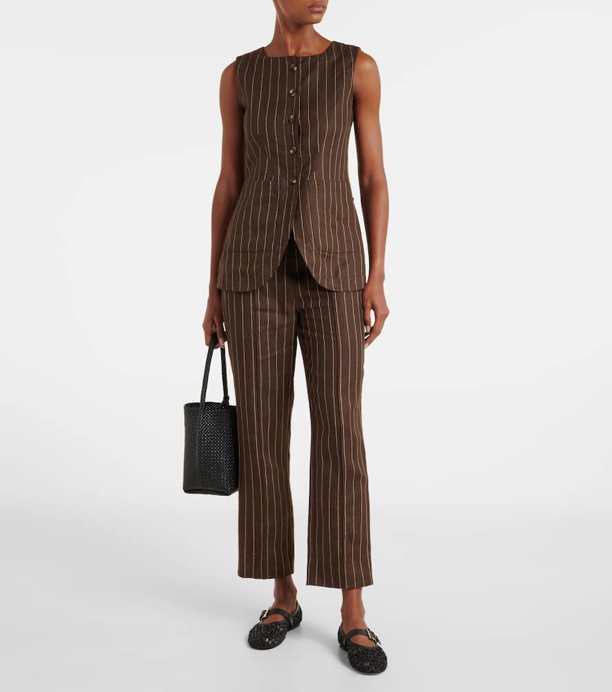 Thea pinstripe high-rise linen pants