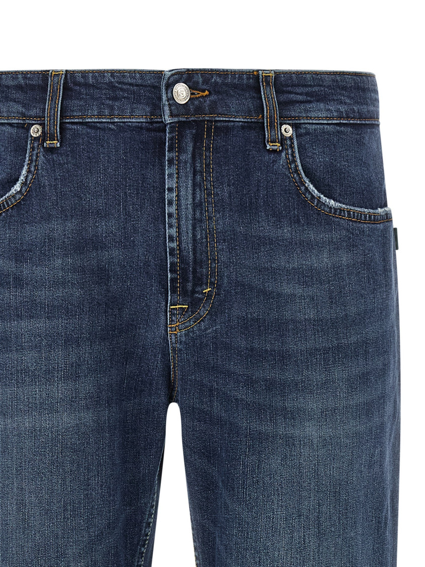 Blue Straight Mid Rise Jeans