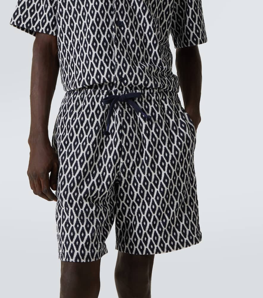 Printed cotton-blend terry shorts