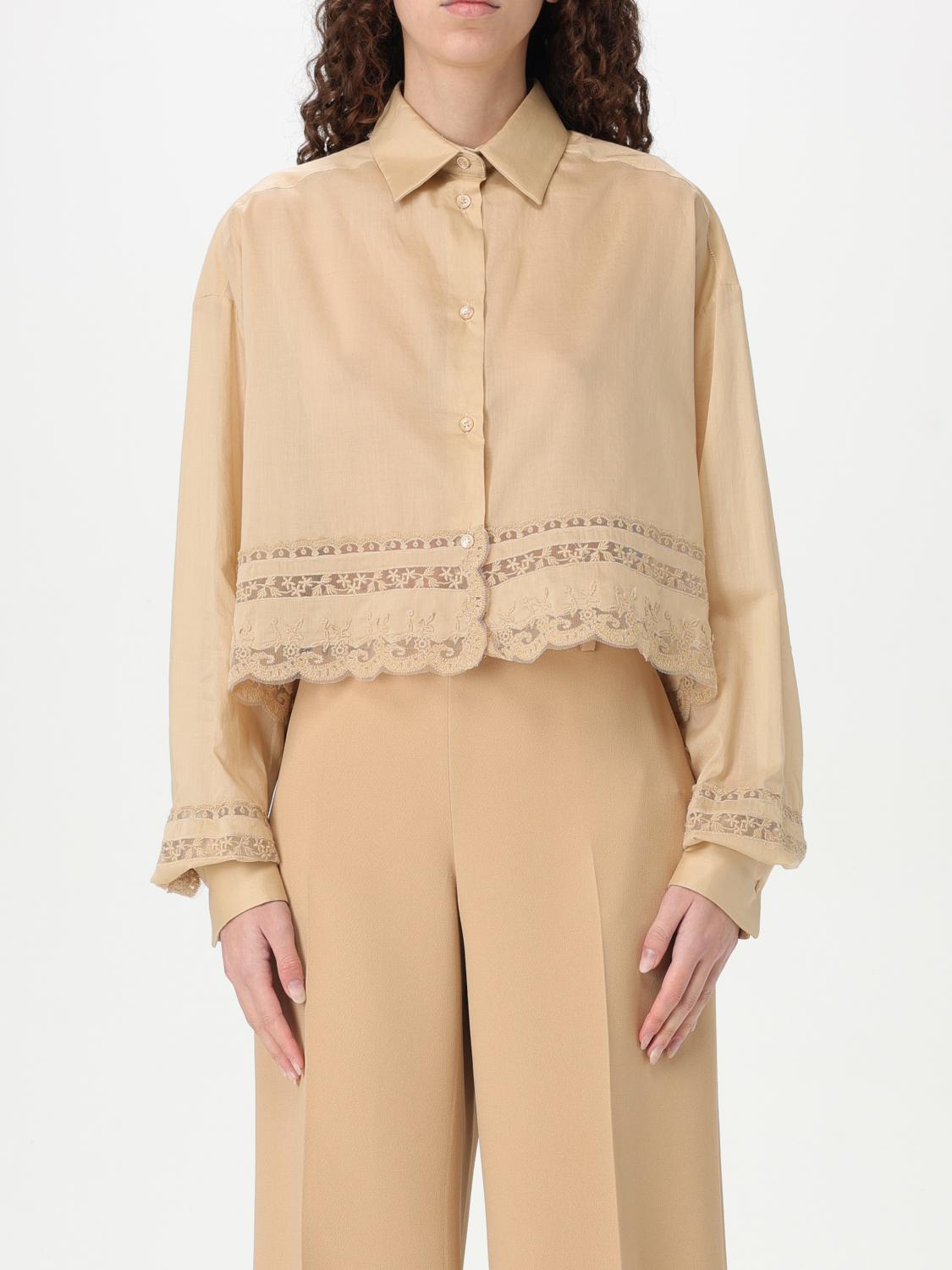 Floral-embroidery shirt - Neutrals