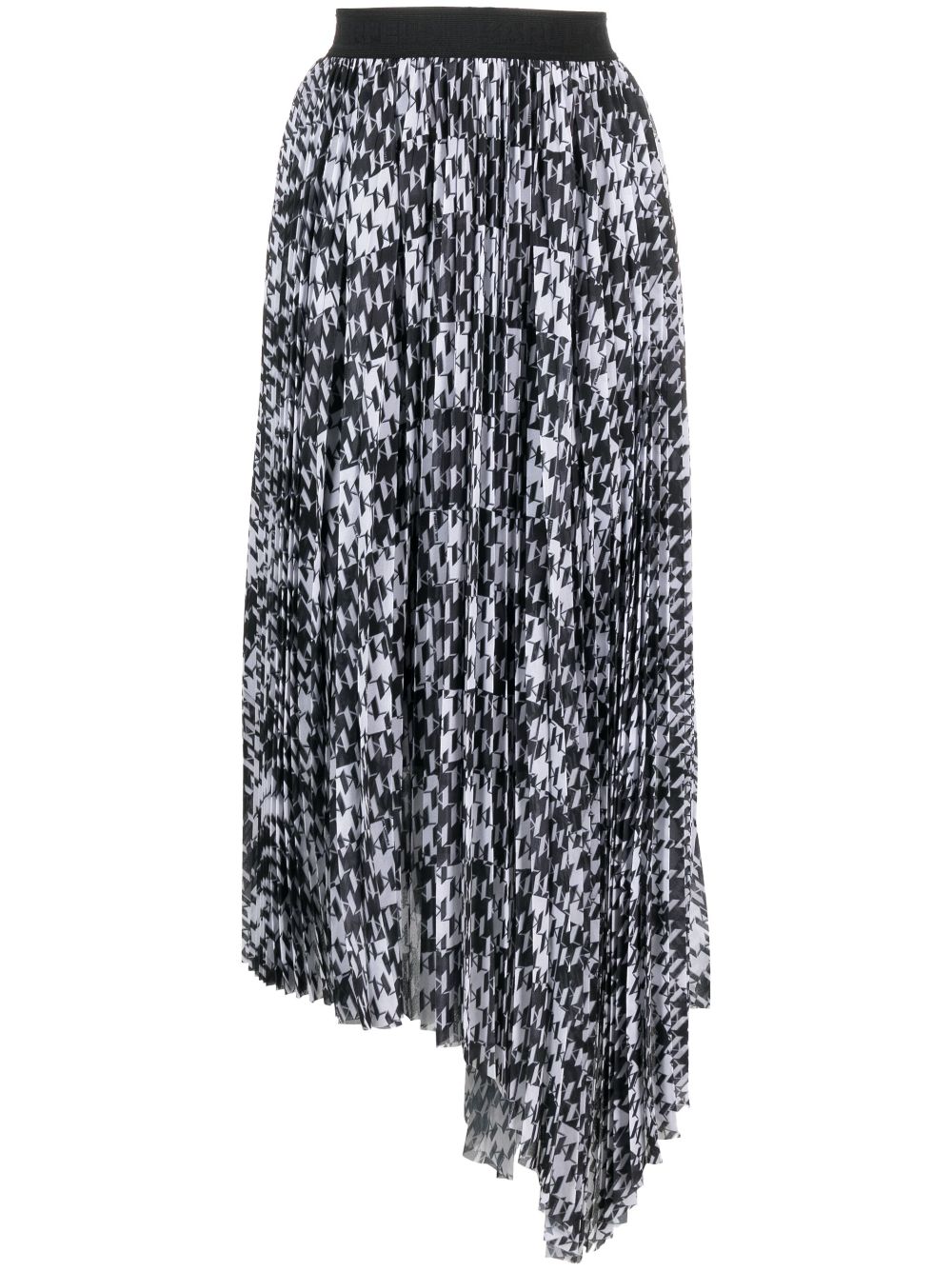Pleated monogram-jacquard midi skirt - Black