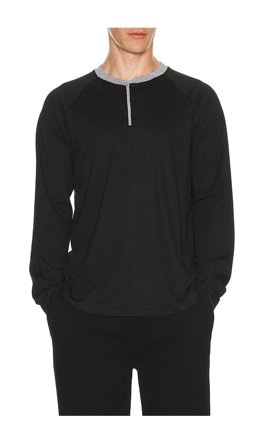 Barefoot Dreams Triblend Henley in Black. - S also in M, L, XL/1X