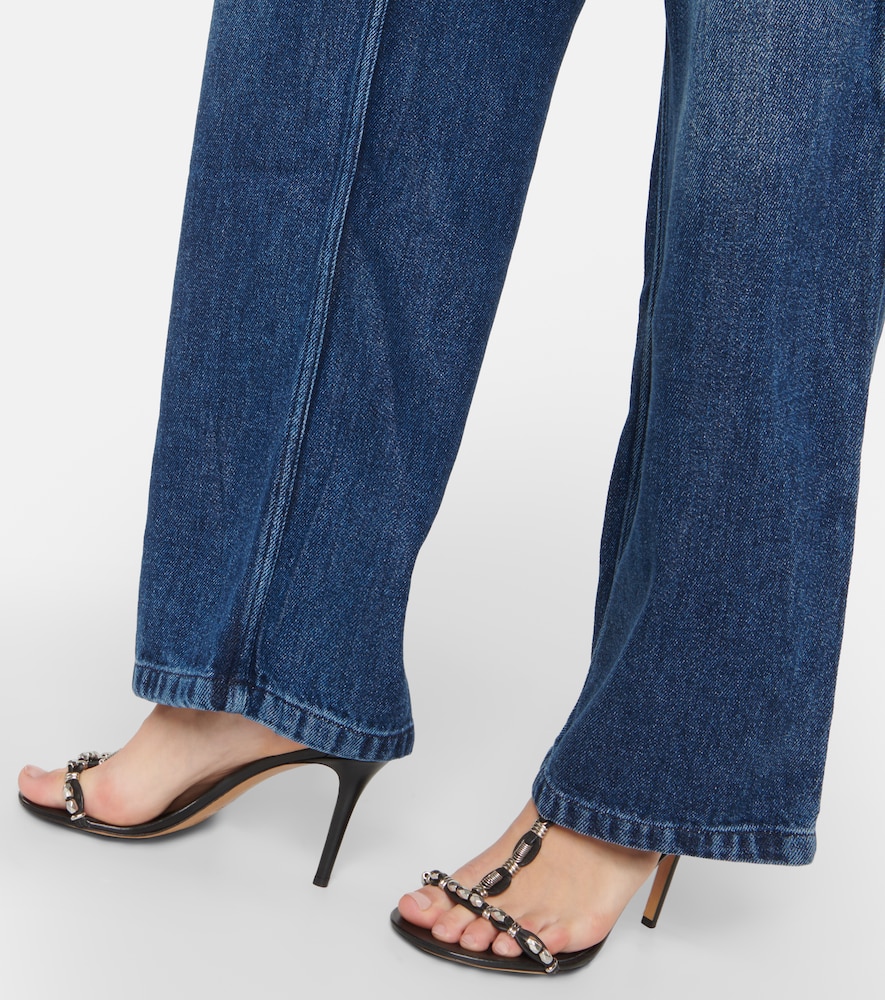High-rise denim cargo pants