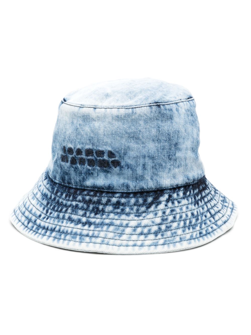 Logo-embroidered denim bucket hat - Blue