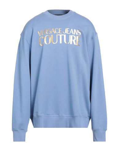 Versace Jeans Couture Man Sweatshirt Light blue Size XS Cotton, Elastane