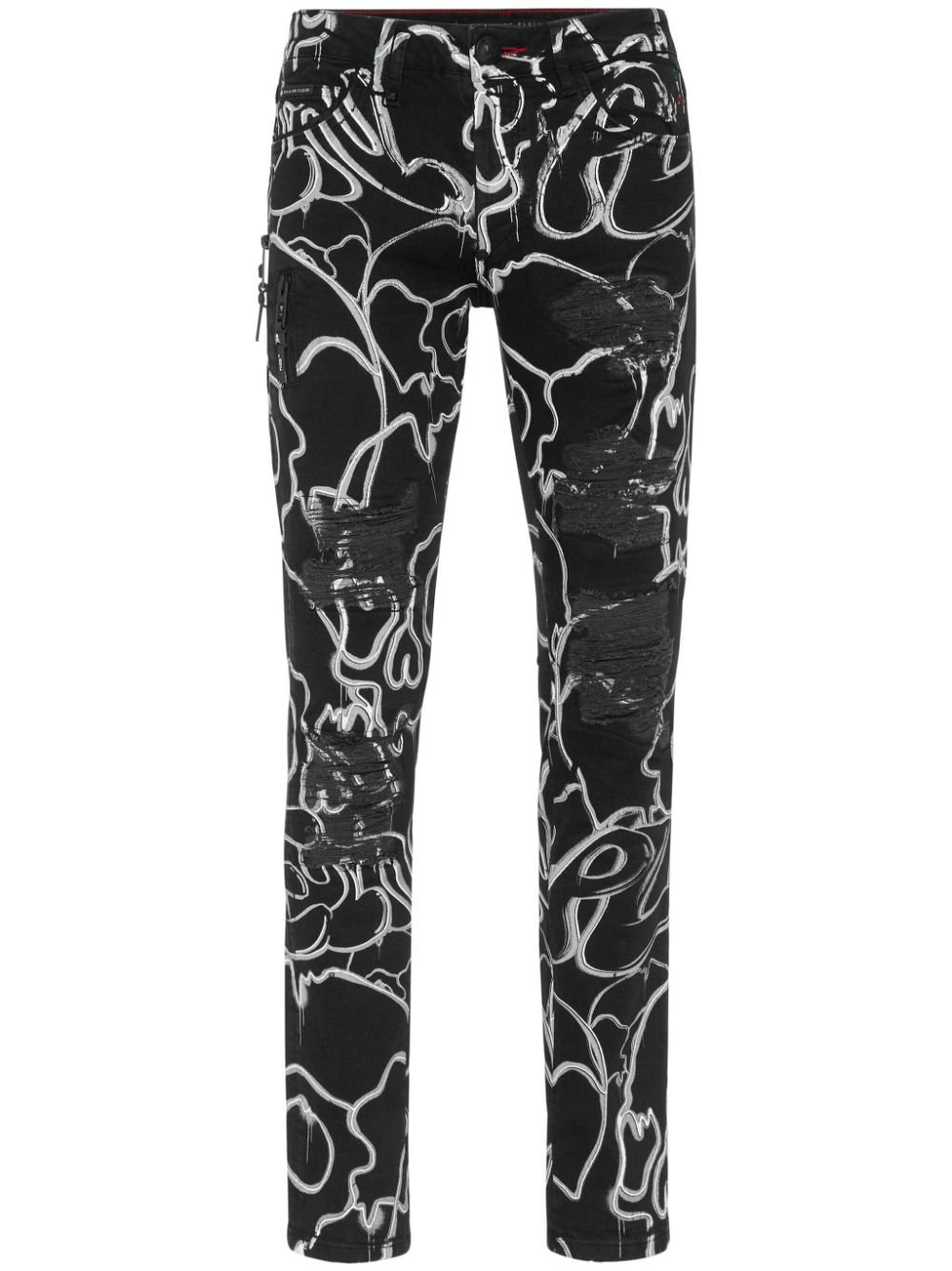 Skull&bones straight-leg jeans - Black