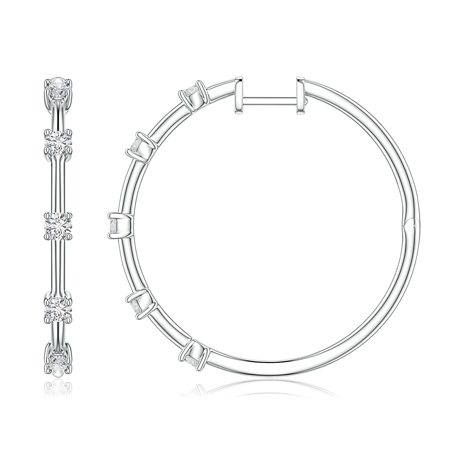 Angara 0.69 CTW Round Diamond Five-Stone Station Hoop Earrings in Silver