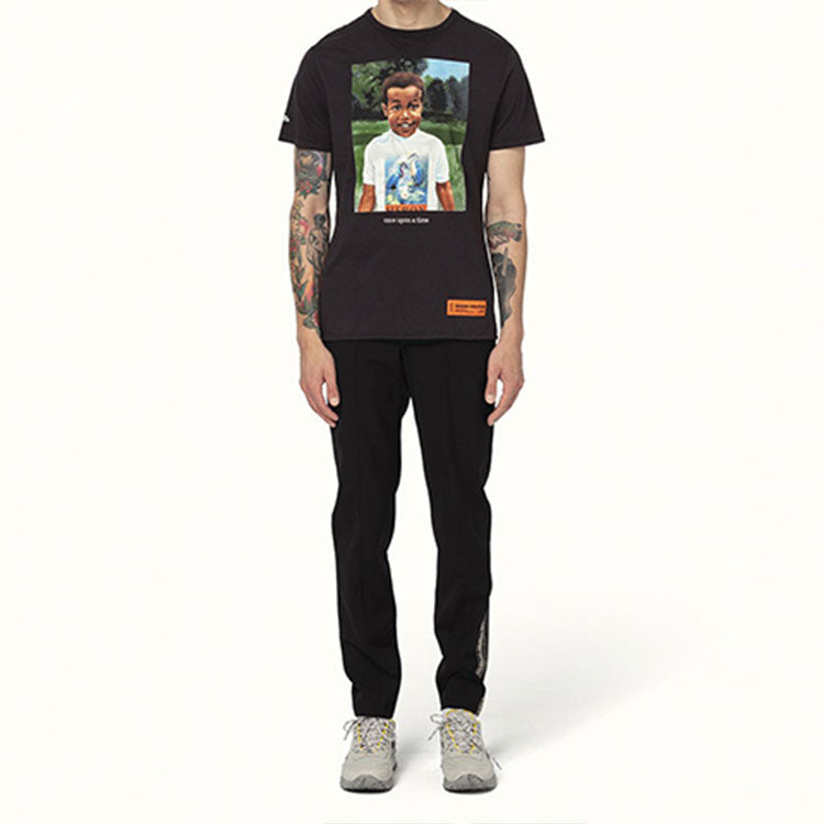 Men's Little Boy Printing Short Sleeve Black