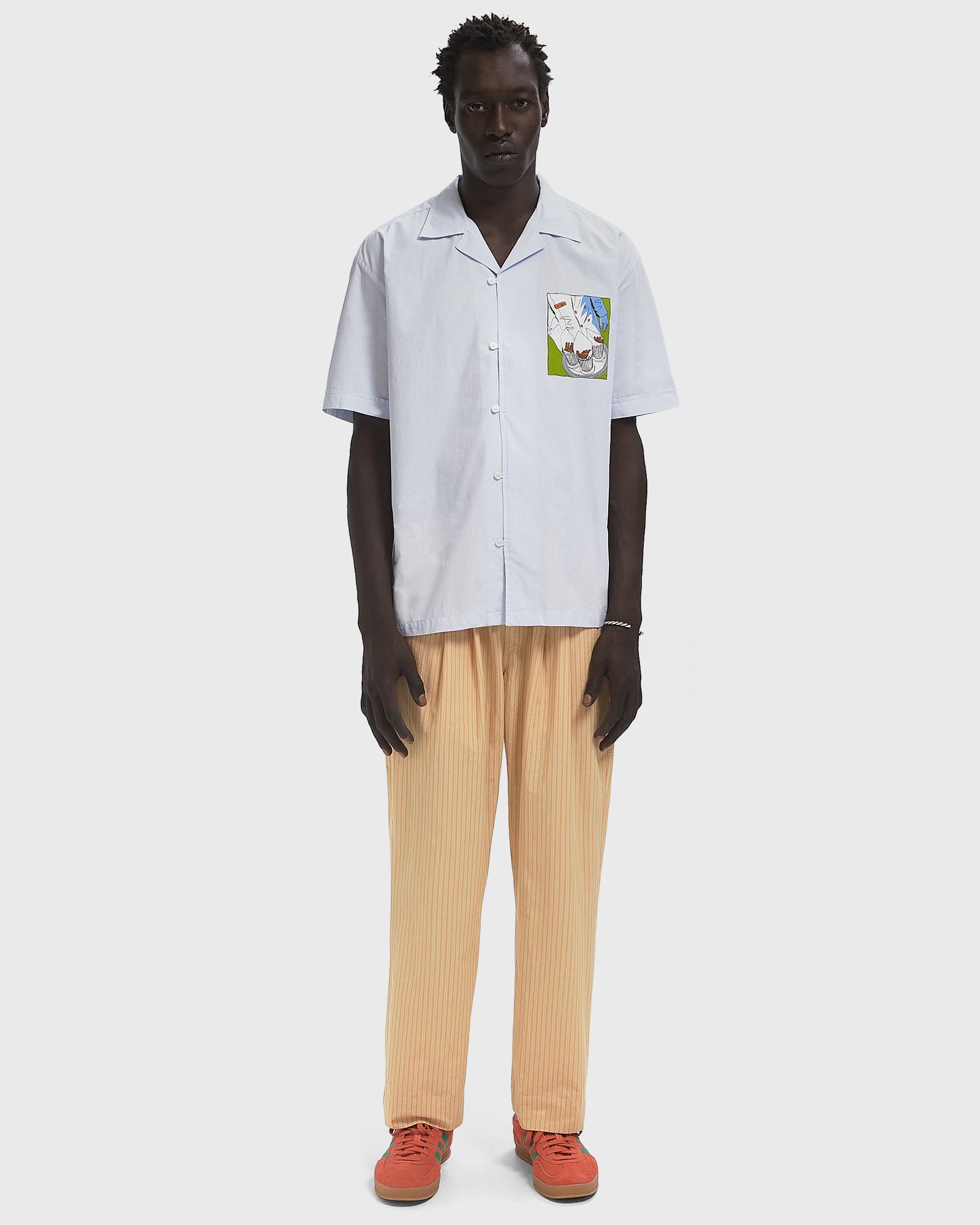 DRINKS AND FRIES SHIRT blue male Shortsleeves now available at BSTN