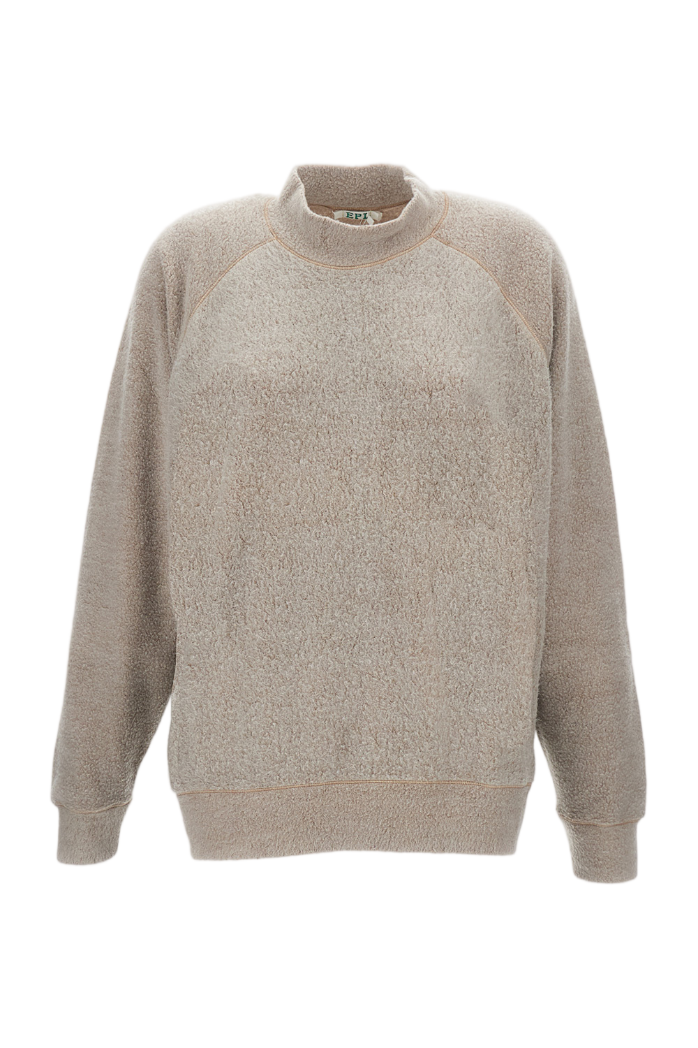 Textured Crew Neck Jumper With Raglan Sleeves And Reinforced Seams