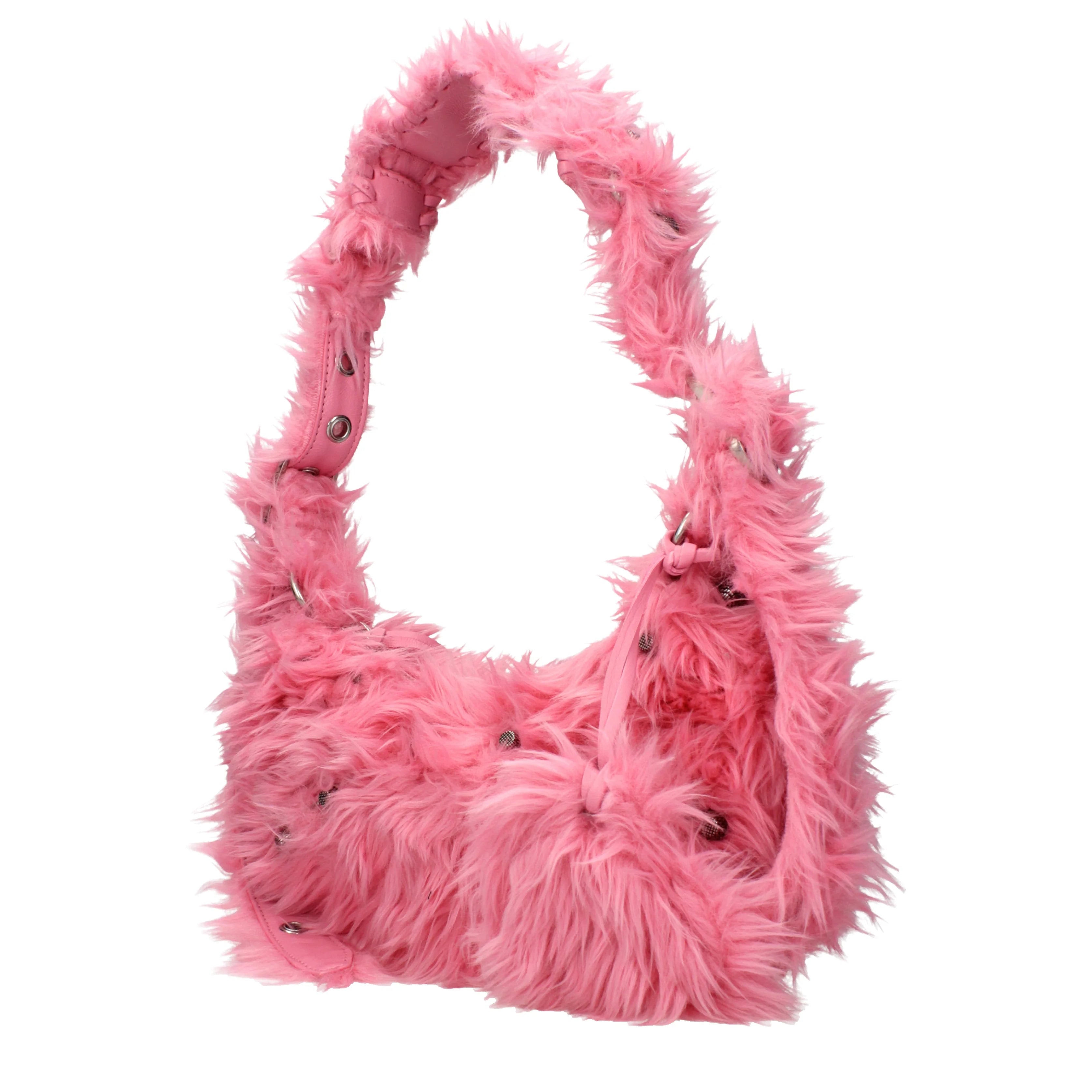 Balenciaga Shoulder Bags Le Cagole Women Eco Fur Pink