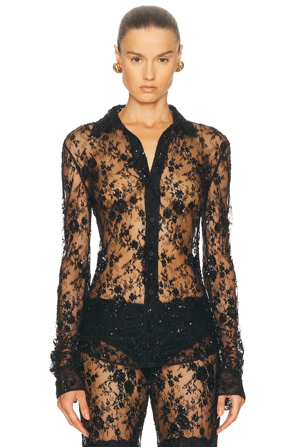 Balenciaga Embro Fitted Shirt in Black - Black.  38 also in