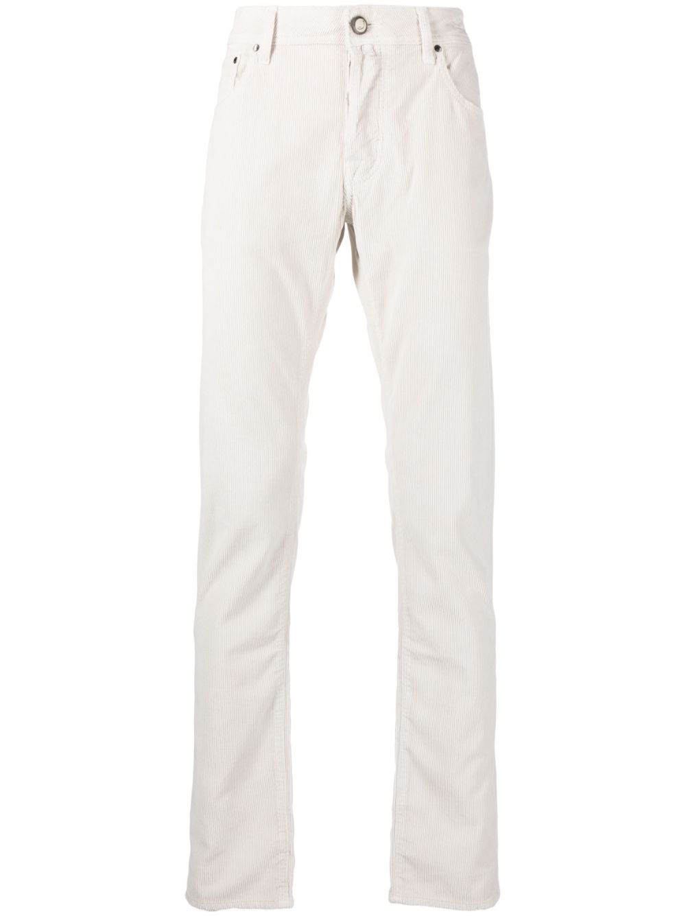 Low-rise slim-cut corduroy trousers - White