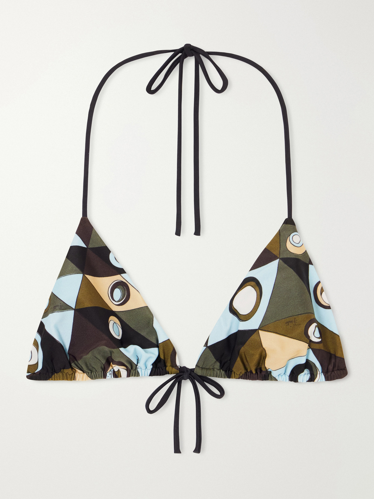 Printed Triangle Bikini Top - Army green